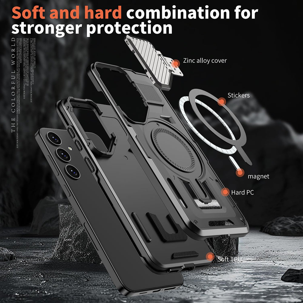Coque MagSafe pour Samsung Galaxy S25+ S936, Techsuit, CamVault, Noire