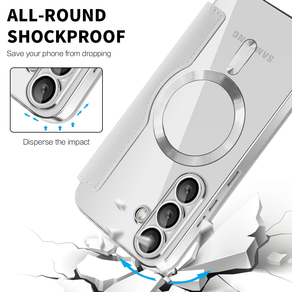 Coque MagSafe pour Samsung Galaxy S25+ S936, Techsuit, SmartMag Book, Gris