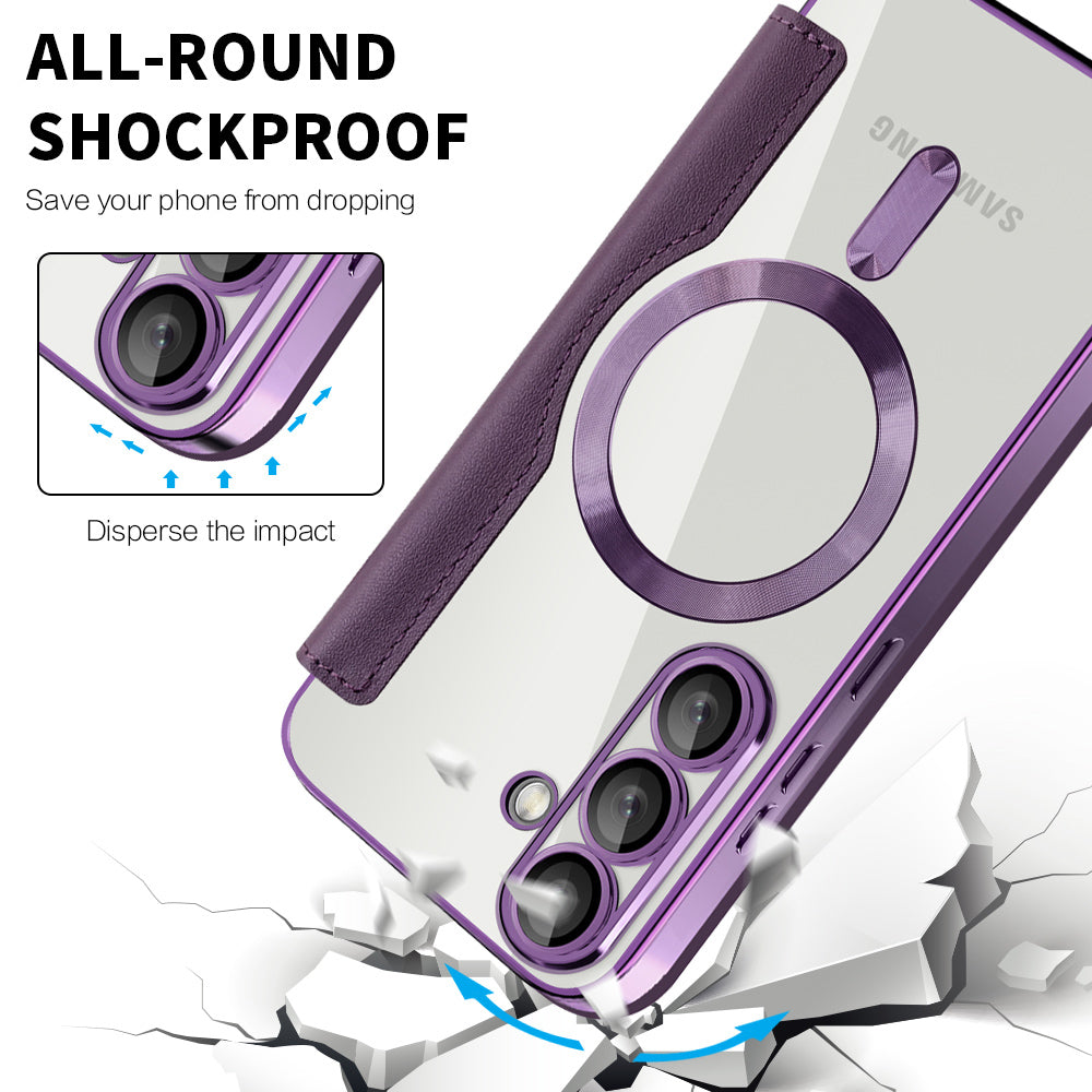 Coque MagSafe pour Samsung Galaxy S25+ S936, Techsuit, SmartMag Book, Violet