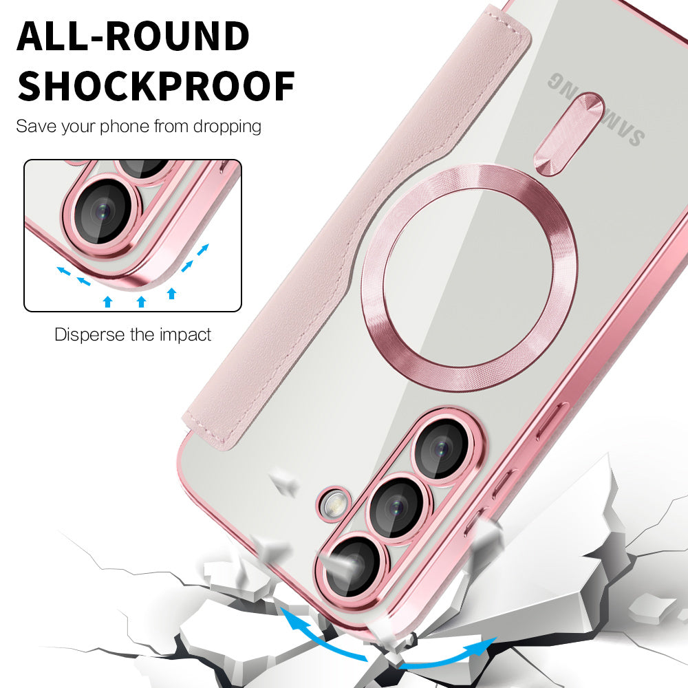 Coque MagSafe pour Samsung Galaxy S25+ S936, Techsuit, SmartMag Book, Rose