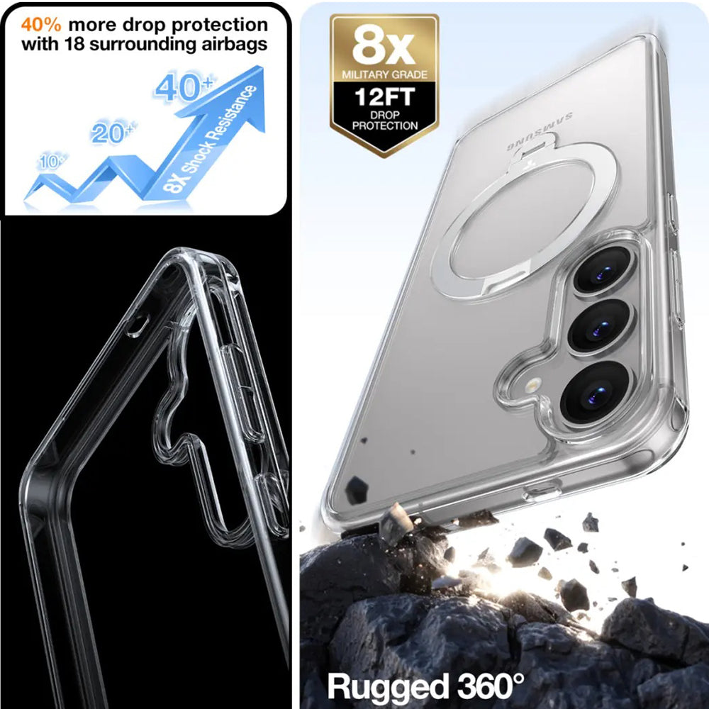 MagSafe hoesje voor Samsung Galaxy S25+ S936, Torras, Ostand Spin, Transparant