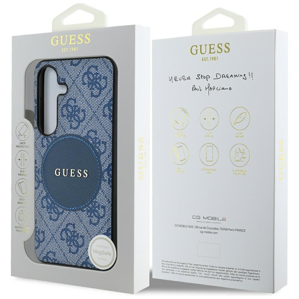 MagSafe hoesje voor Samsung Galaxy S25 S931, Guess, 4G Circle Classic Logo, Blauw