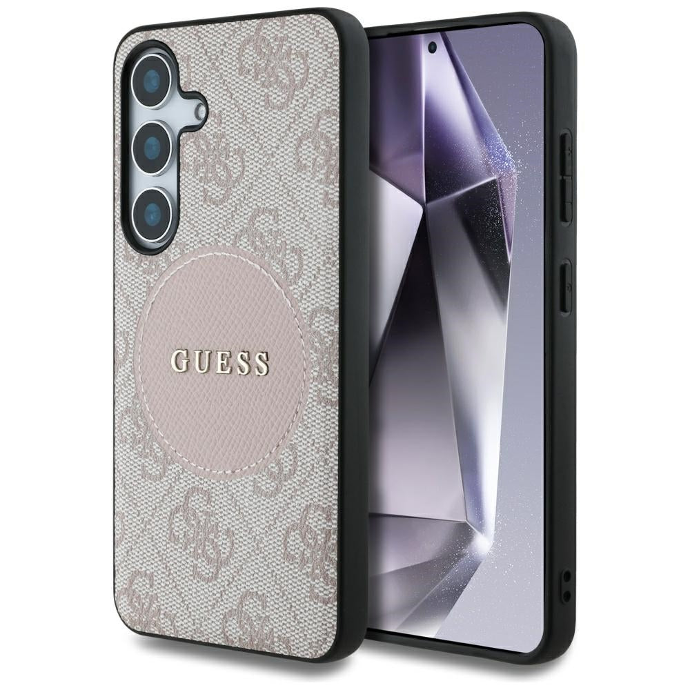 Étui MagSafe pour Samsung Galaxy S25 S931, Guess, 4G Circle Classic Logo, Rose