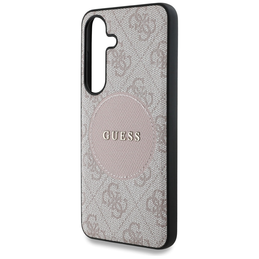Étui MagSafe pour Samsung Galaxy S25 S931, Guess, 4G Circle Classic Logo, Rose