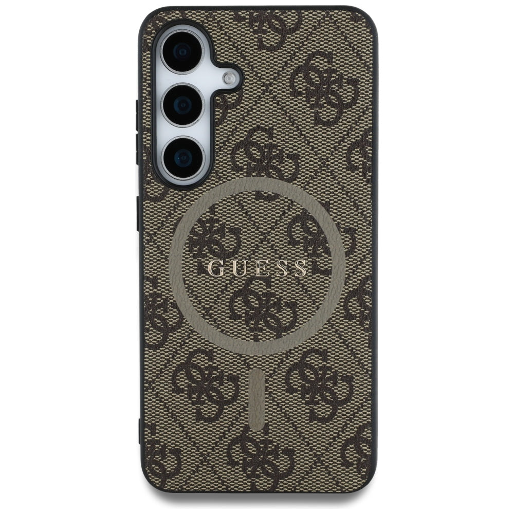 MagSafe Case for Samsung Galaxy S25 S931, Guess, 4G Ring Classic Logo, Brown