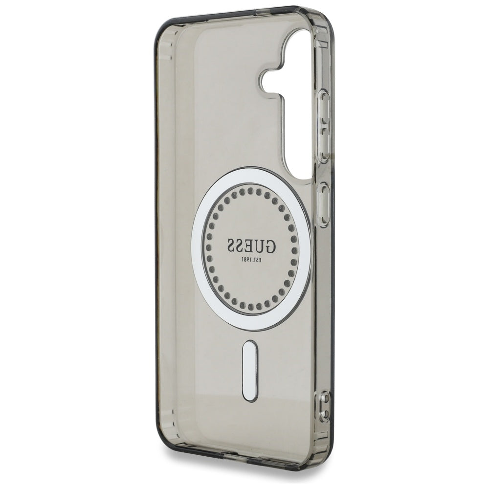 Coque MagSafe pour Samsung Galaxy S25 S931, Guess, IML Rhinestone, Noire