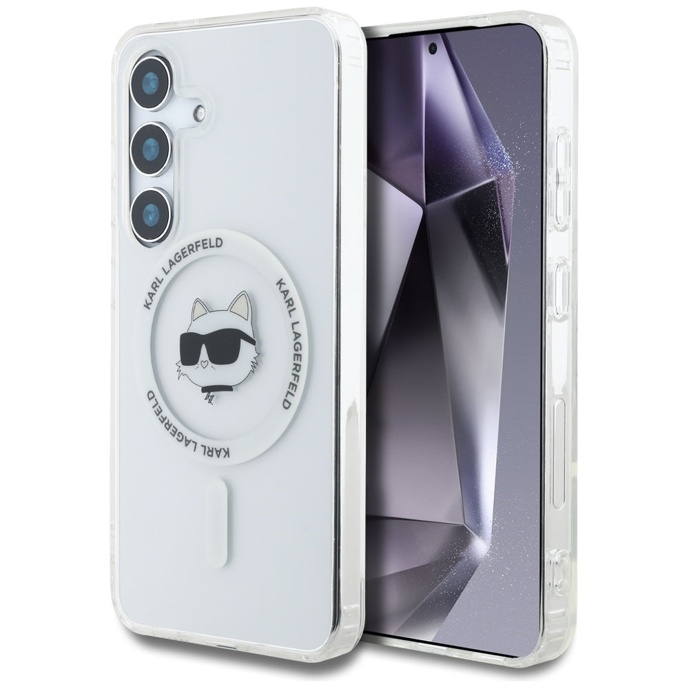 Coque MagSafe pour Samsung Galaxy S25 S931, Karl Lagerfeld, IML Choupette's Head, Blanche