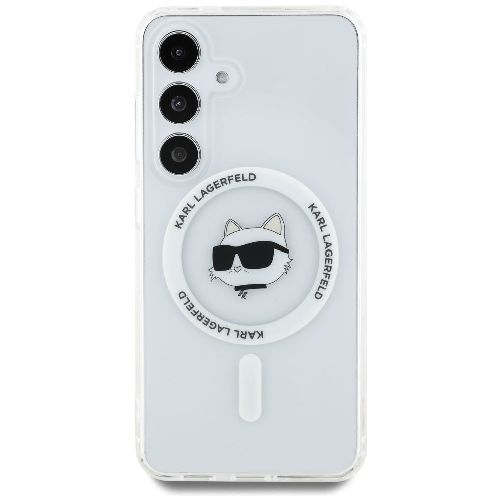Coque MagSafe pour Samsung Galaxy S25 S931, Karl Lagerfeld, IML Choupette's Head, Blanche