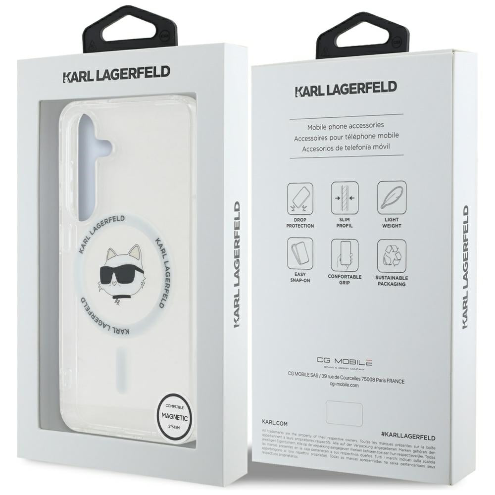 Coque MagSafe pour Samsung Galaxy S25 S931, Karl Lagerfeld, IML Choupette's Head, Blanche