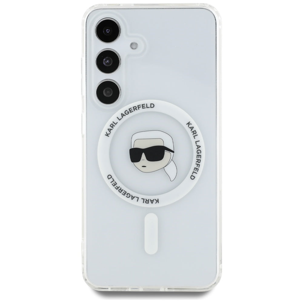 Étui MagSafe pour Samsung Galaxy S25 S931, Karl Lagerfeld, IML Karl's Head, Blanc