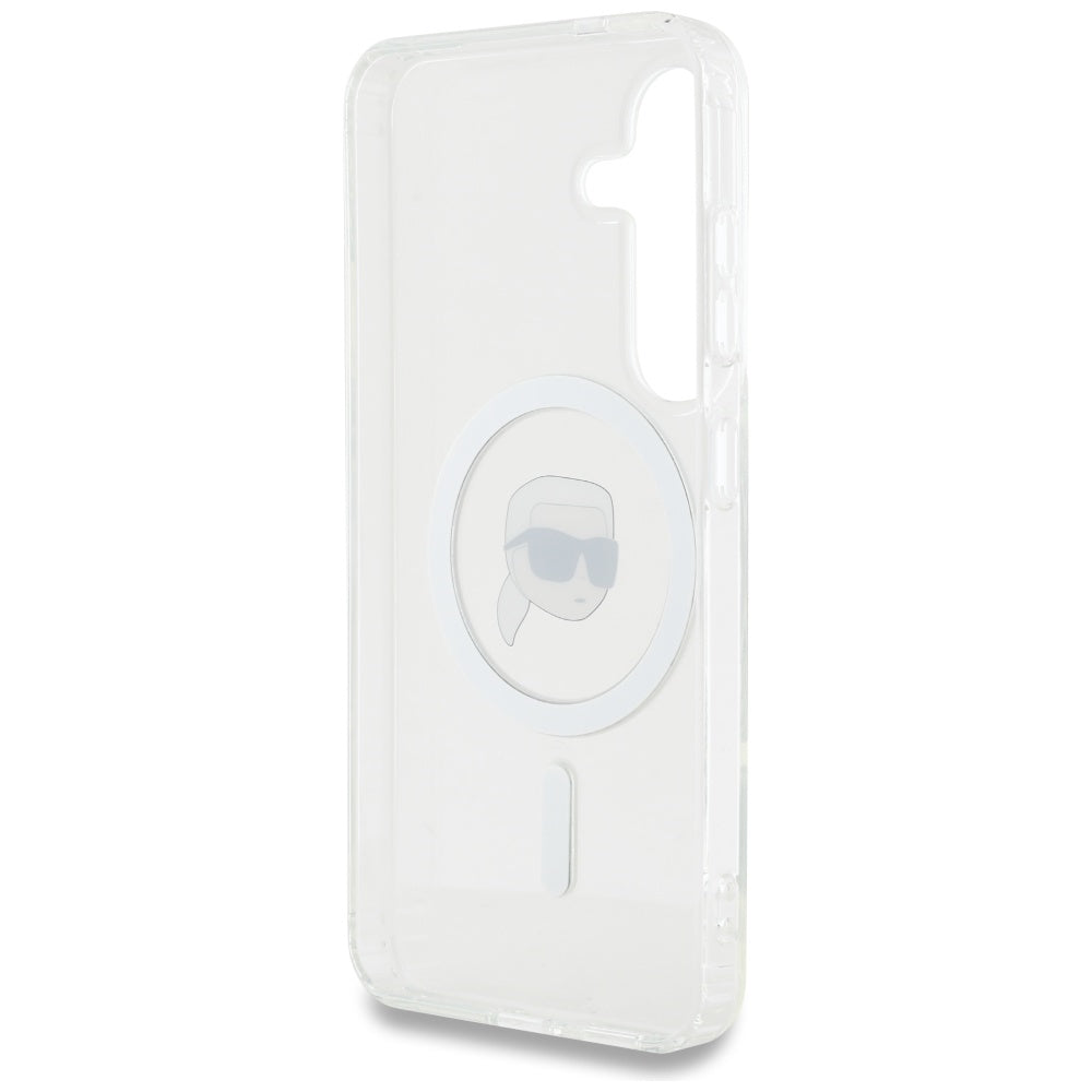 Étui MagSafe pour Samsung Galaxy S25 S931, Karl Lagerfeld, IML Karl's Head, Blanc