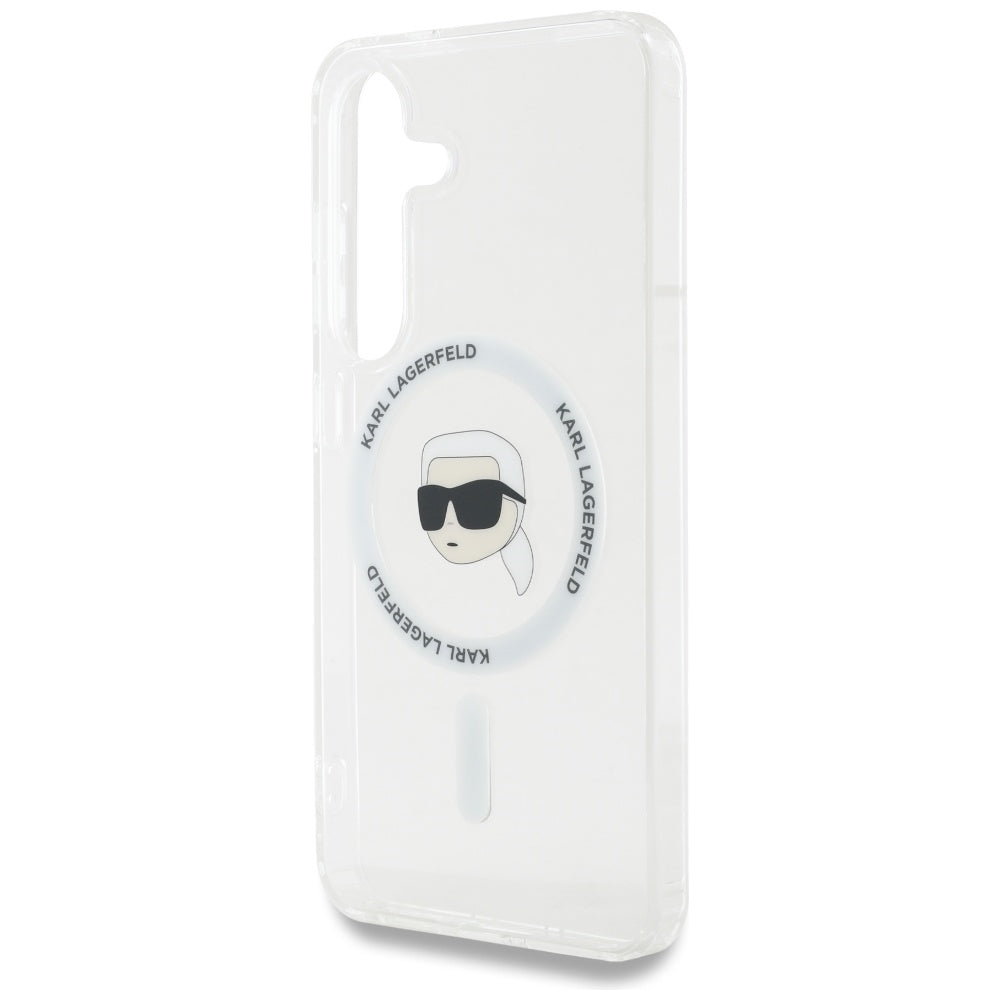 Étui MagSafe pour Samsung Galaxy S25 S931, Karl Lagerfeld, IML Karl's Head, Blanc