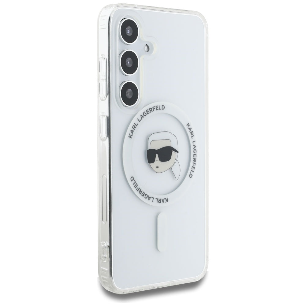 Étui MagSafe pour Samsung Galaxy S25 S931, Karl Lagerfeld, IML Karl's Head, Blanc