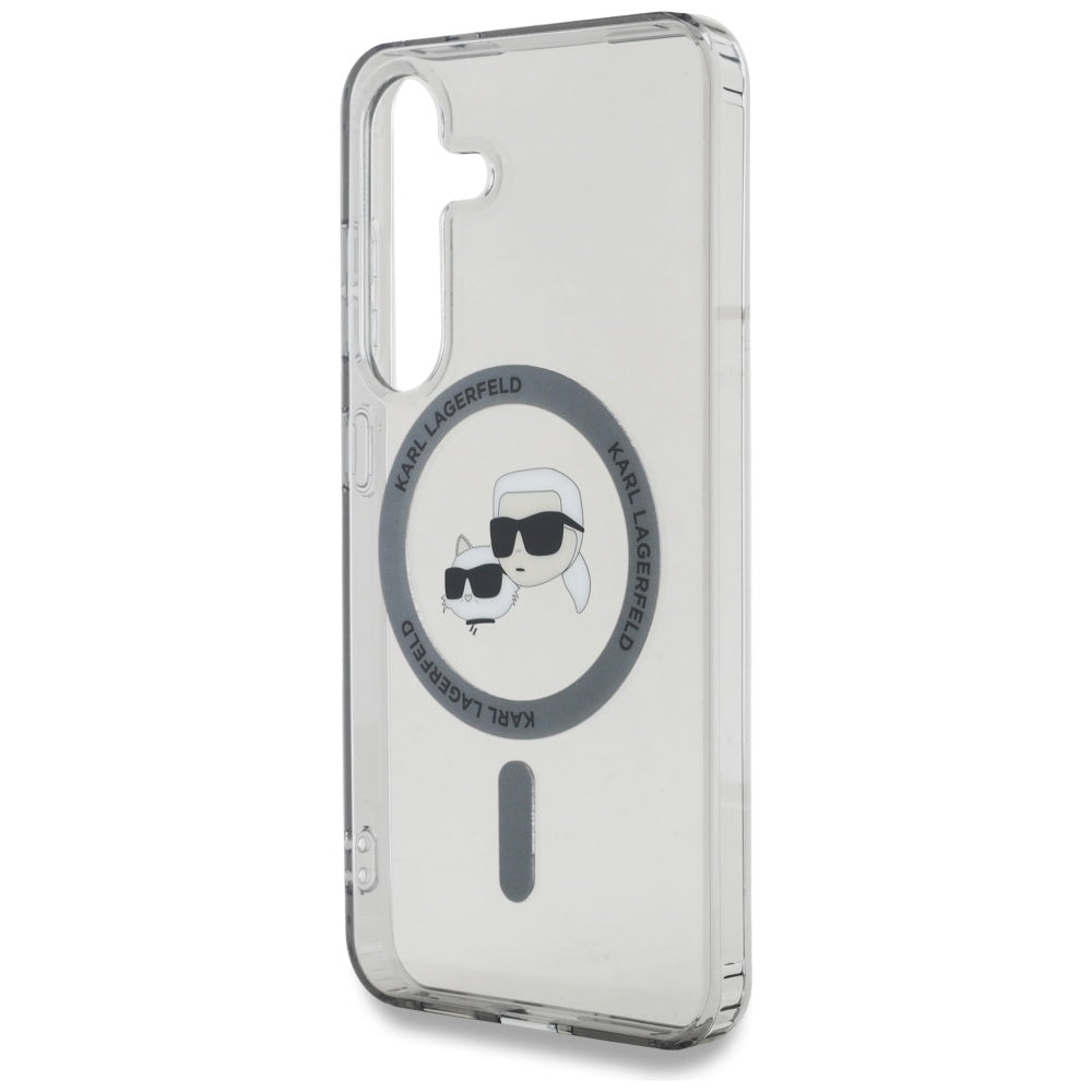 Housse MagSafe pour Samsung Galaxy S25 S931, Karl Lagerfeld, IML Metal Karl & Choupette's Heads, Noire