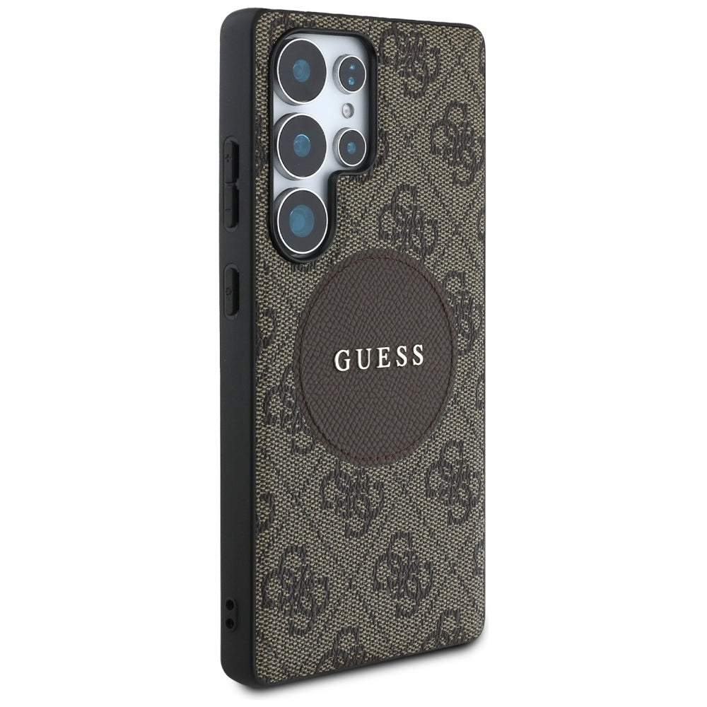 MagSafe Case for Samsung Galaxy S25 Ultra S938, Guess, 4G Circle Classic Logo, Brown
