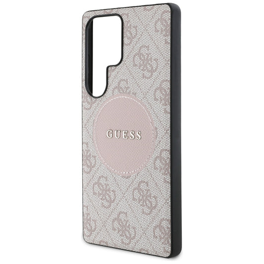 MagSafe Hülle für Samsung Galaxy S25 Ultra S938, Guess, 4G Circle Classic Logo, Rosa