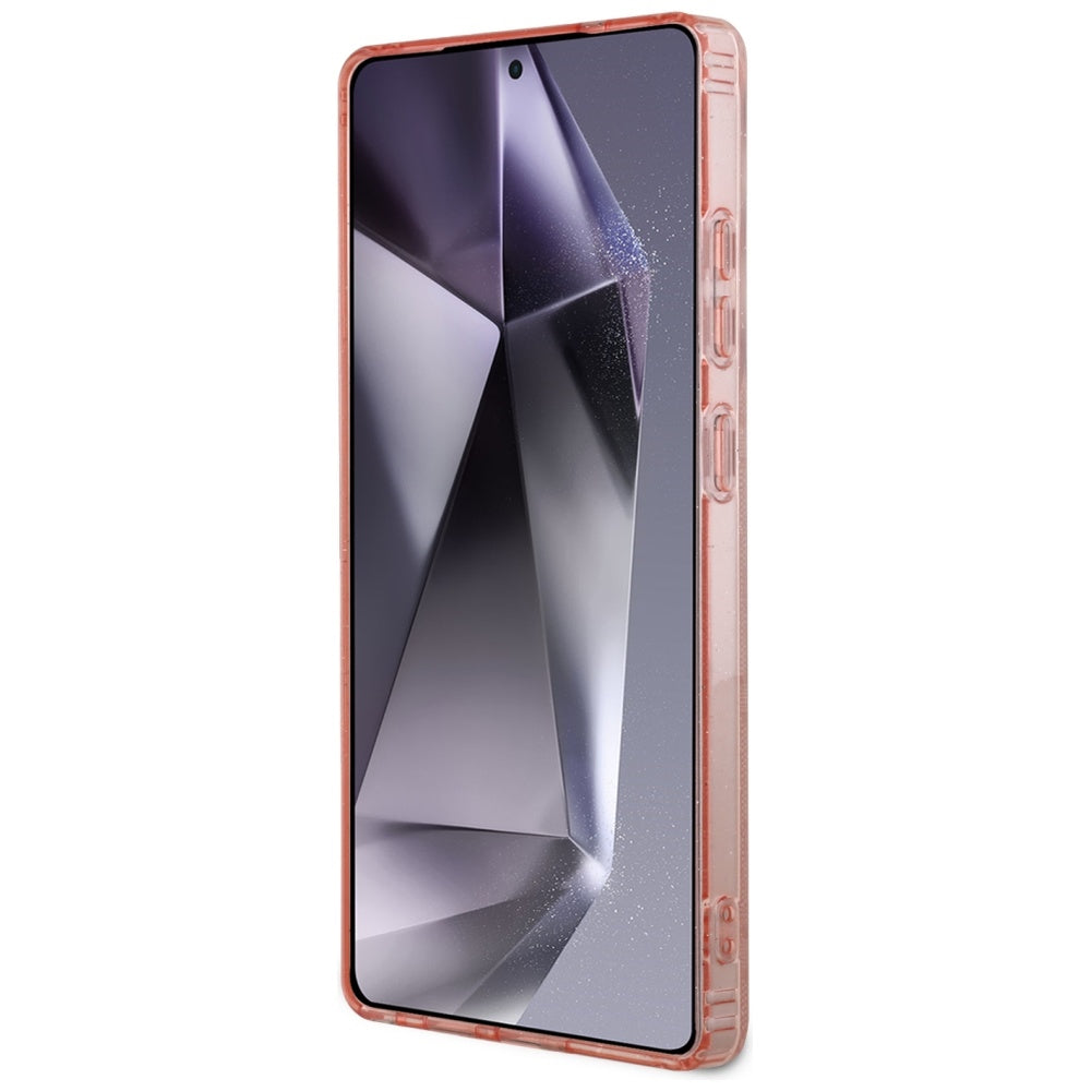 Étui MagSafe pour Samsung Galaxy S25 Ultra S938, Guess, IML Glitter 4G Cercle Triangle, Rose