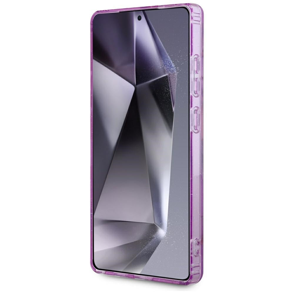 MagSafe hoesje voor Samsung Galaxy S25 Ultra S938, Guess, IML Metal Glitter Flowers Triangle, Paars