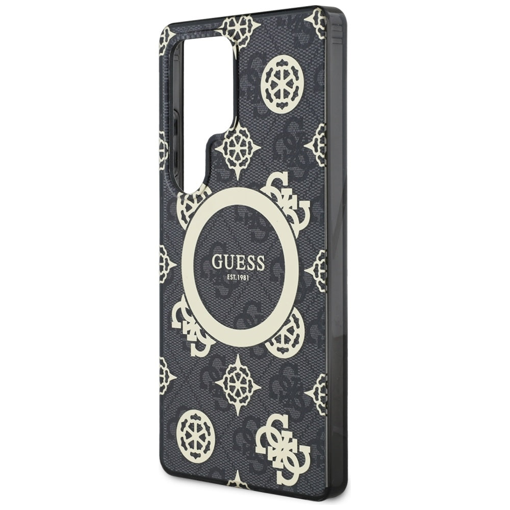 MagSafe Case for Samsung Galaxy S25 Ultra S938, Guess, IML Peony On 4G Background, Black
