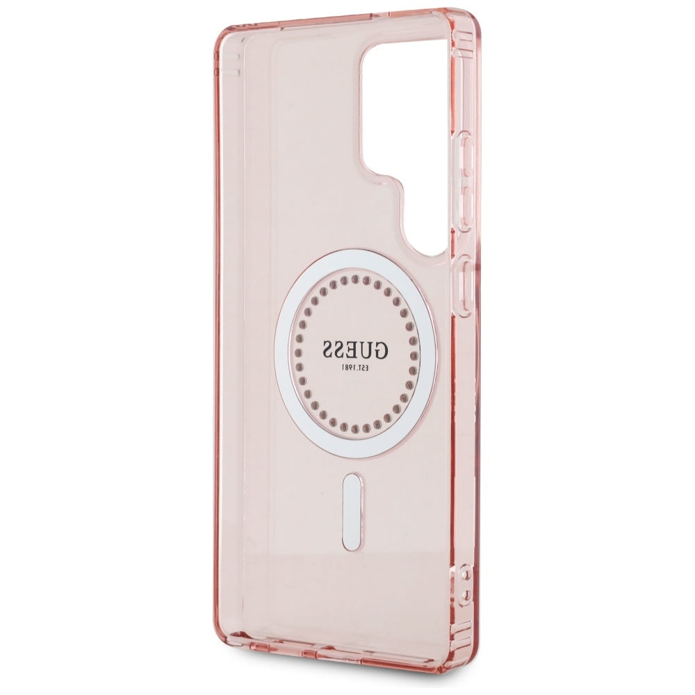 Housse MagSafe pour Samsung Galaxy S25 Ultra S938, Guess, IML Rhinestone, Rose