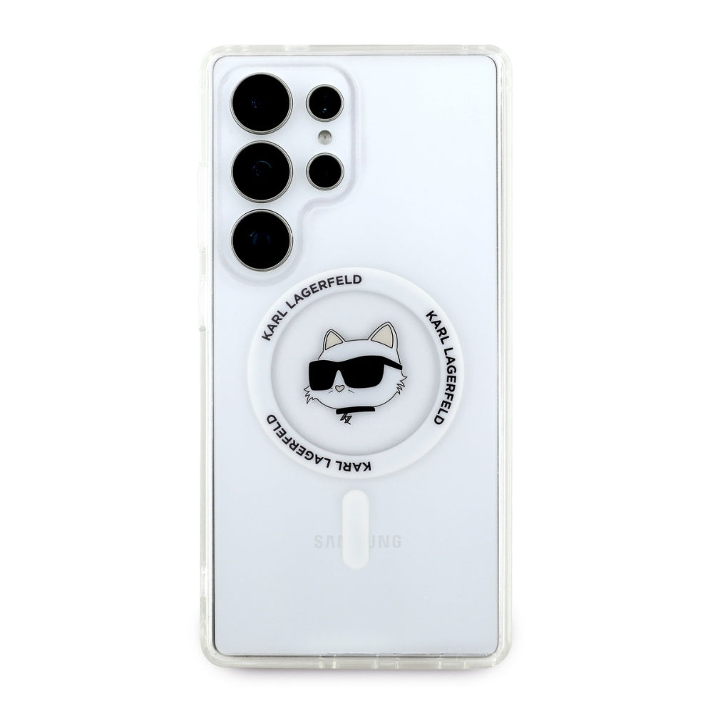 MagSafe Hülle für Samsung Galaxy S25 Ultra S938, Karl Lagerfeld, IML Choupette's Head, Weiß