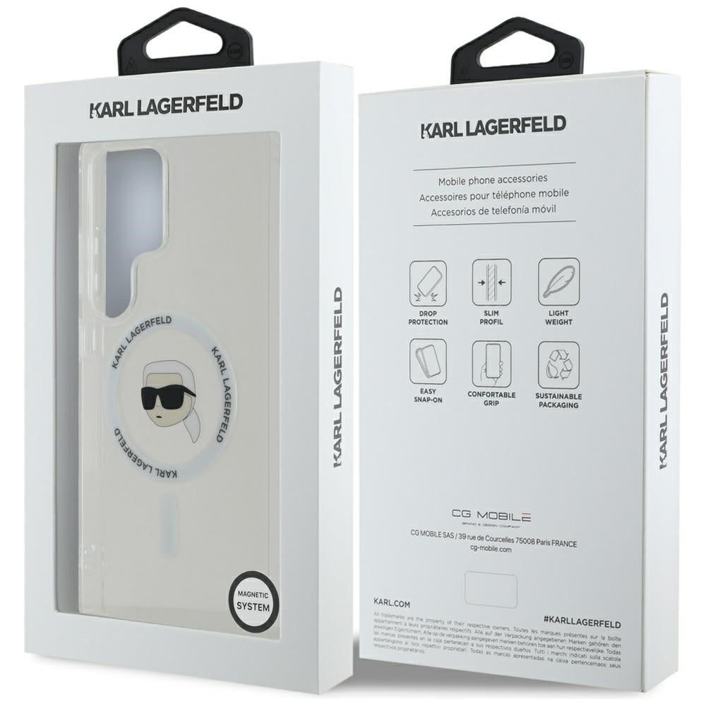MagSafe Hülle für Samsung Galaxy S25 Ultra S938, Karl Lagerfeld, IML Karl's Head, Weiß