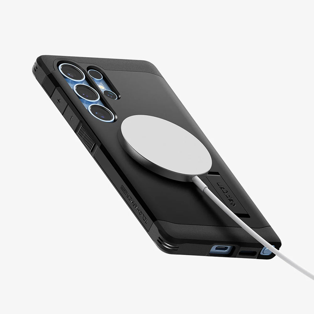 Coque MagSafe pour Samsung Galaxy S25 Ultra S938, Spigen, Tough Armor, Noire ACS08964