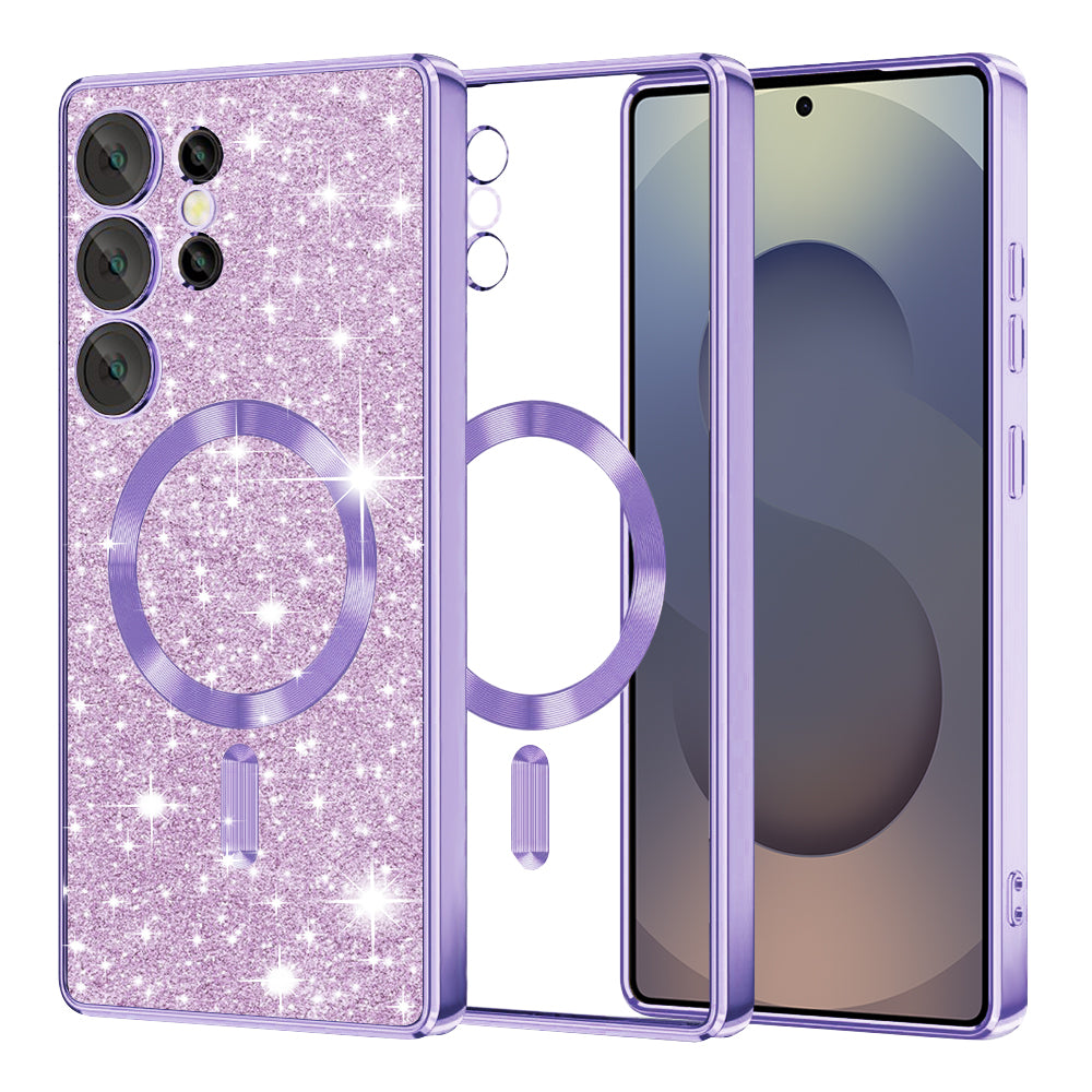 Coque MagSafe pour Samsung Galaxy S25 Ultra S938, Techsuit, Luxury Glitter, Violet Clair