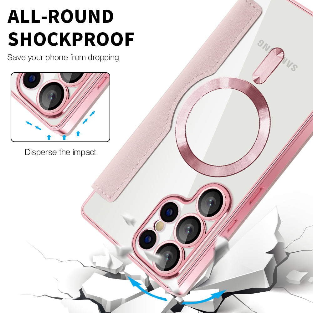 Coque MagSafe pour Samsung Galaxy S25 Ultra S938, Techsuit, SmartMag Book, Rose