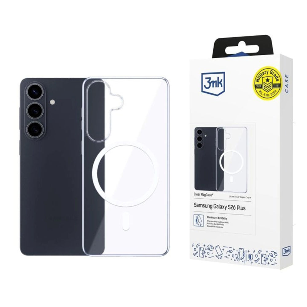 MagSafe Case for Samsung Galaxy S26, 3MK, Clear MagCase, Transparent