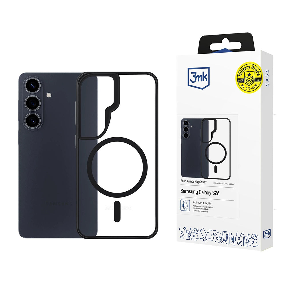MagSafe Hülle für Samsung Galaxy S26, 3MK, Satin Armor, Transparent