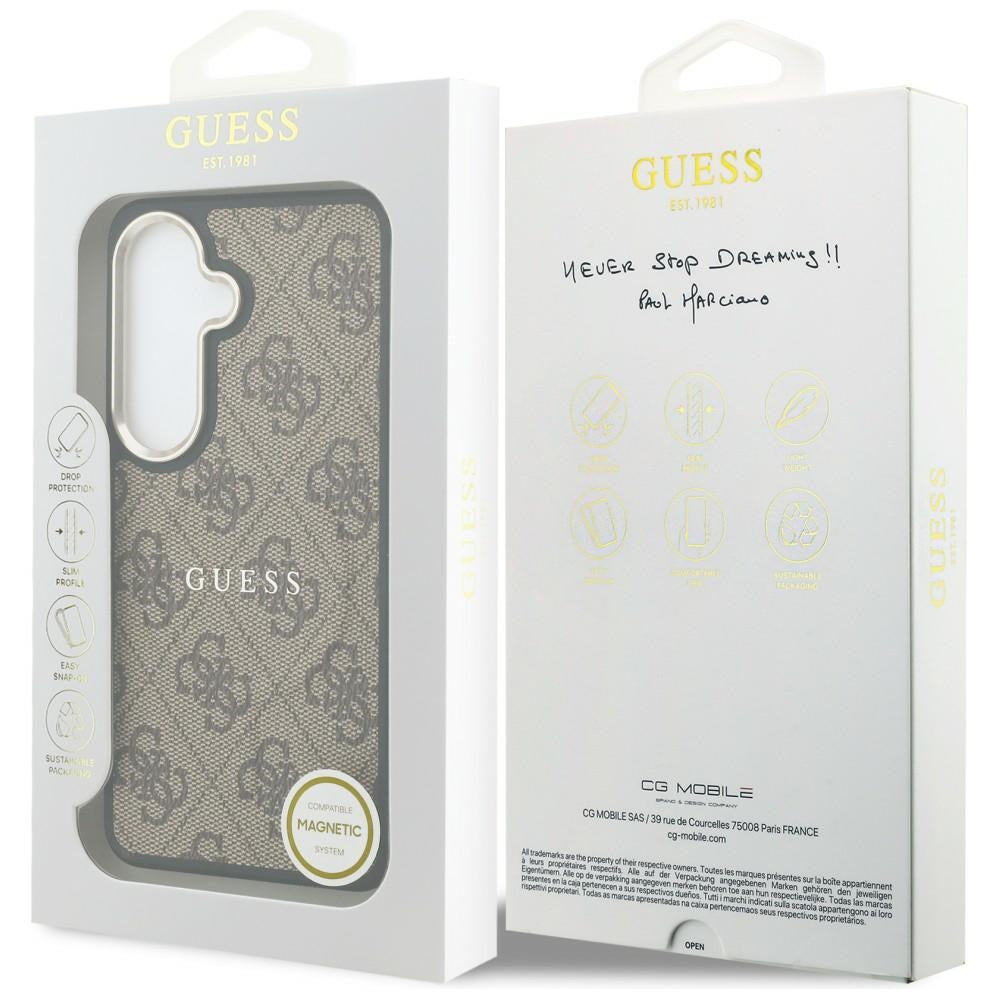 Étui MagSafe pour Samsung Galaxy S26 Plus S947, Guess, 4G Embossed Ring, Marron