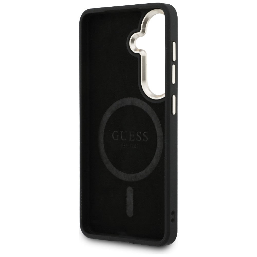 MagSafe-hoes voor Samsung Galaxy S26 Plus S947, Guess, 4G Geëmboste Ring, Zwart