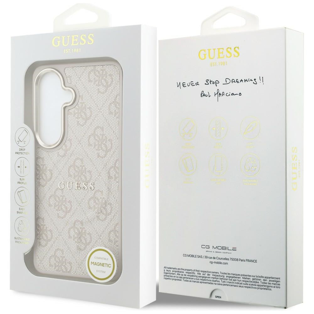 MagSafe-hoesje voor Samsung Galaxy S26 Plus S947, Guess, 4G Geëmbossede Ring, Roze