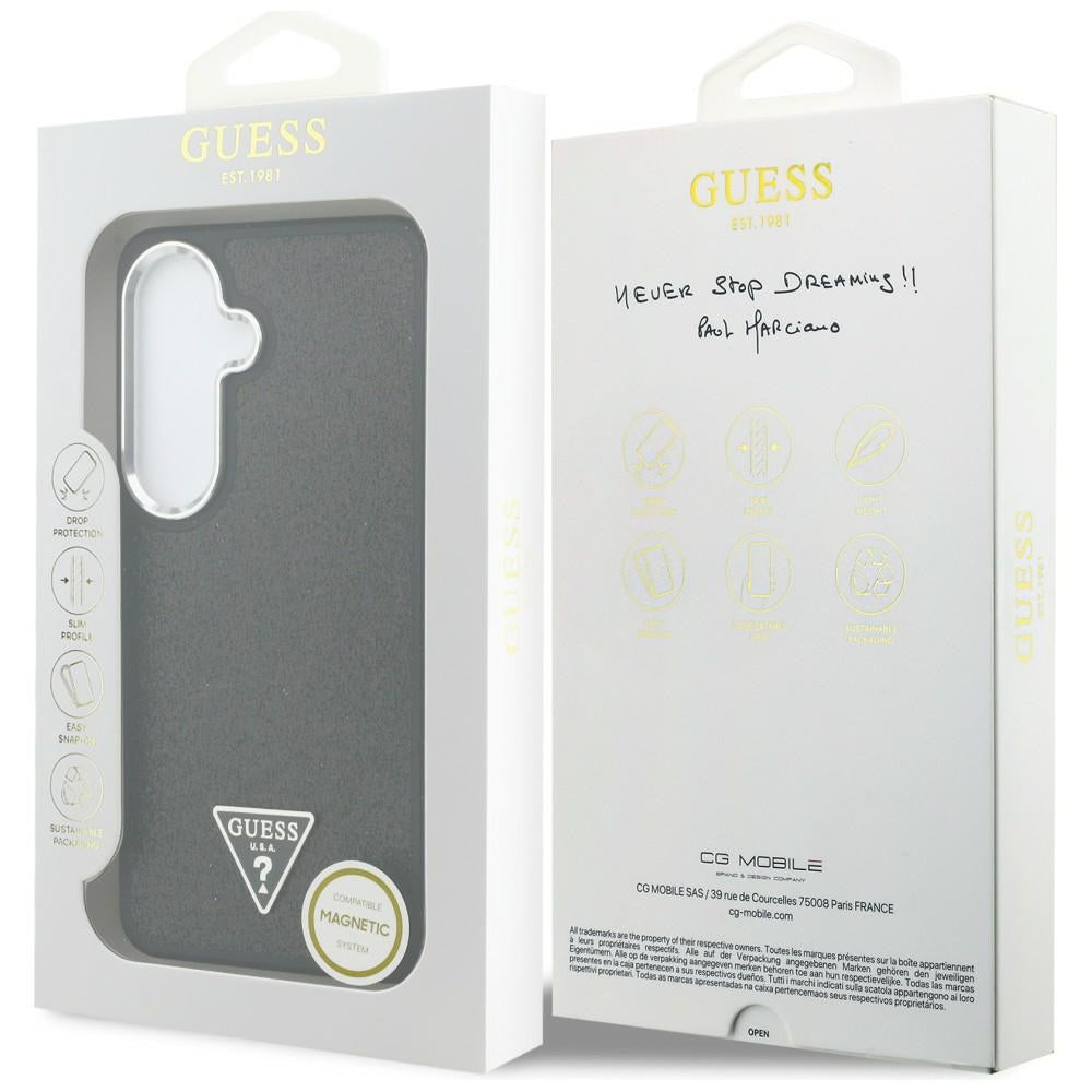 MagSafe-hoesje voor Samsung Galaxy S26 Plus S947, Guess, Fixed Glitter Triangle Logo, Zwart