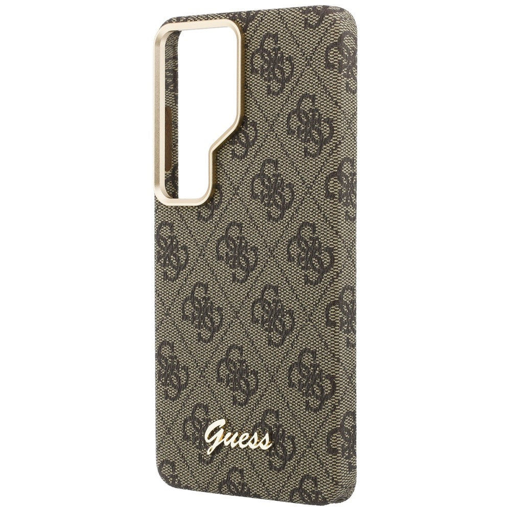 Coque MagSafe pour Samsung Galaxy S26 S942, Guess, Logo Script 4G, Marron