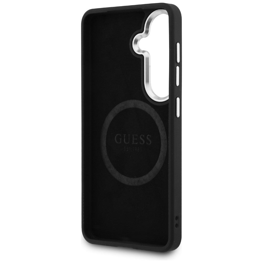 MagSafe-hoesje voor Samsung Galaxy S26 S942, Guess, Fixed Glitter Triangle Logo, Zilver