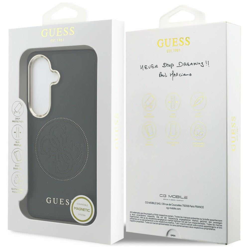 Étui MagSafe pour Samsung Galaxy S26 S942, Guess, Logo Perforé, Noir