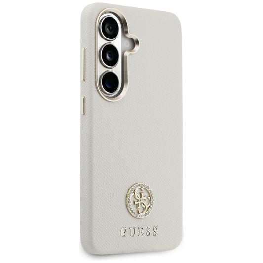 MagSafe Hülle für Samsung Galaxy S26 S942, Guess, Rhinestone Round Logo, Beige