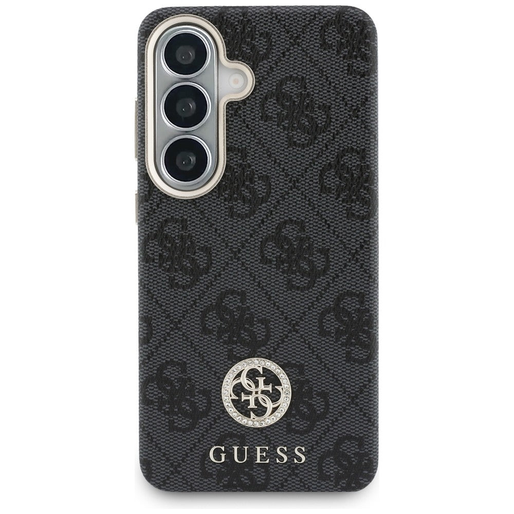 MagSafe Hülle für Samsung Galaxy S26 S942, Guess, Rhinestone Round Logo, Schwarz