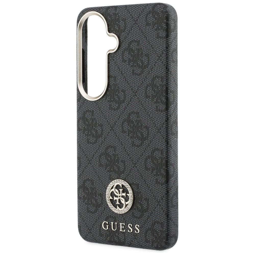 MagSafe Hülle für Samsung Galaxy S26 S942, Guess, Rhinestone Round Logo, Schwarz
