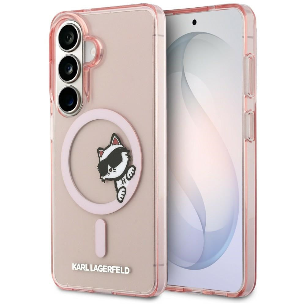 Étui MagSafe pour Samsung Galaxy S26 S942, Karl Lagerfeld, IML Choupette Peekaboo Logo, Rose