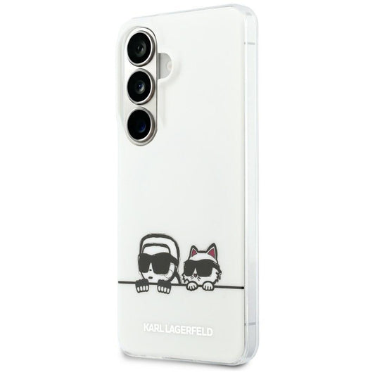 MagSafe hoesje voor Samsung Galaxy S26 S942, Karl Lagerfeld, IML Karl & Choupette Peekaboo Logo, Wit
