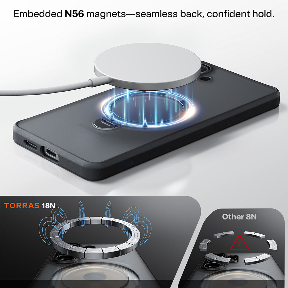 MagSafe hoes voor Samsung Galaxy S26 S942, Torras, Ostand Spin, Zwart
