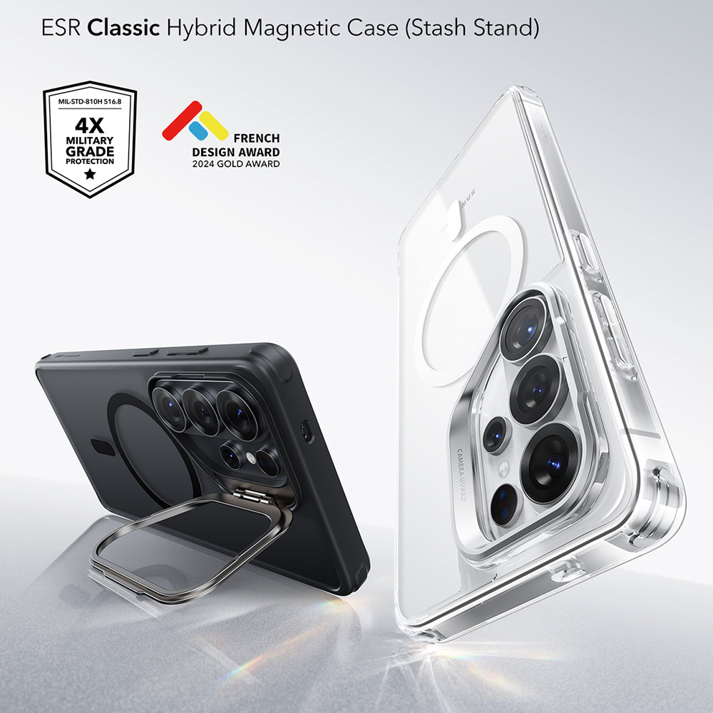 MagSafe hoesje voor Samsung Galaxy S26 Ultra S948, ESR, Classic Hybrid Kickstand, Satijnzwart