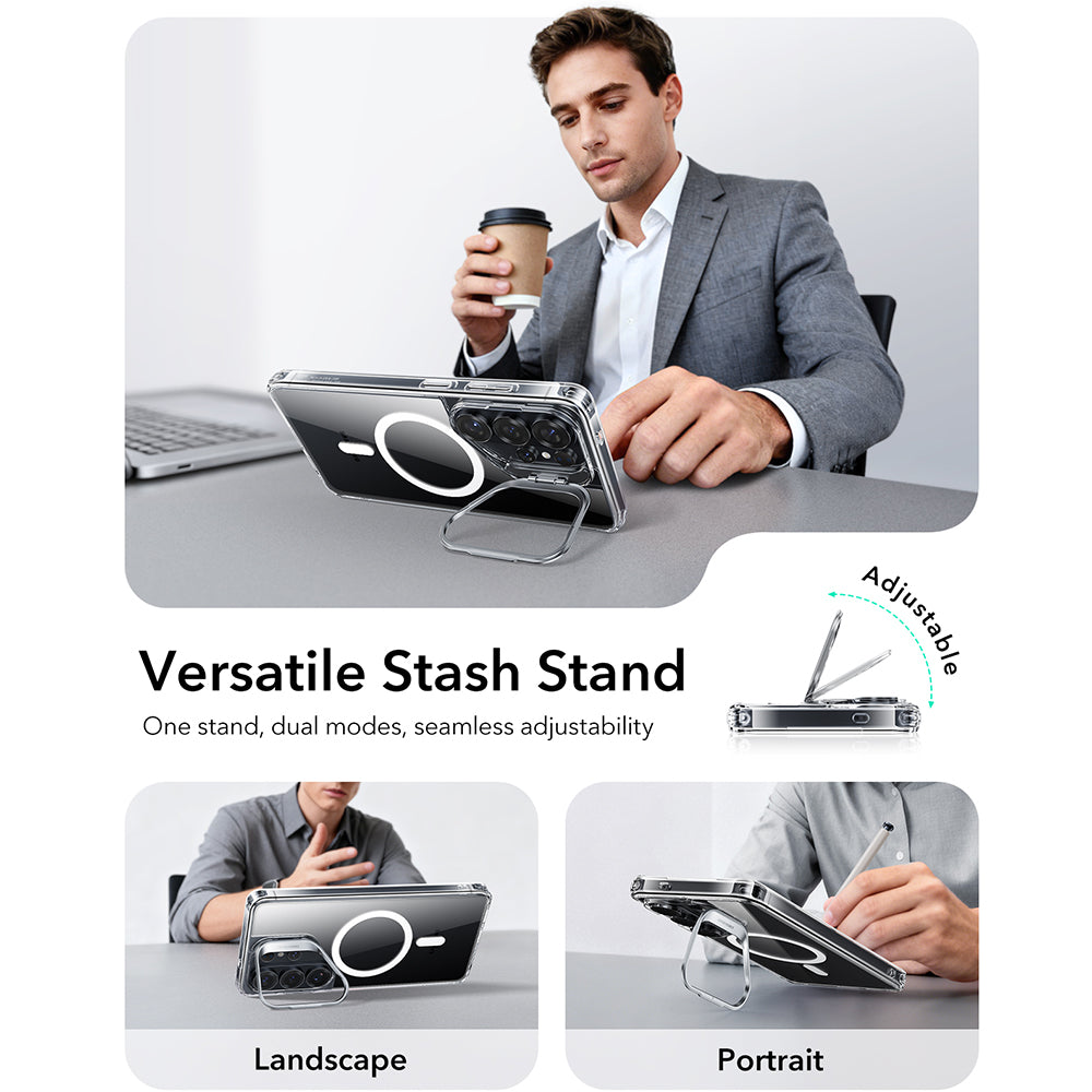 Coque MagSafe pour Samsung Galaxy S26 Ultra S948, ESR, Classic Hybrid Kickstand, Transparente