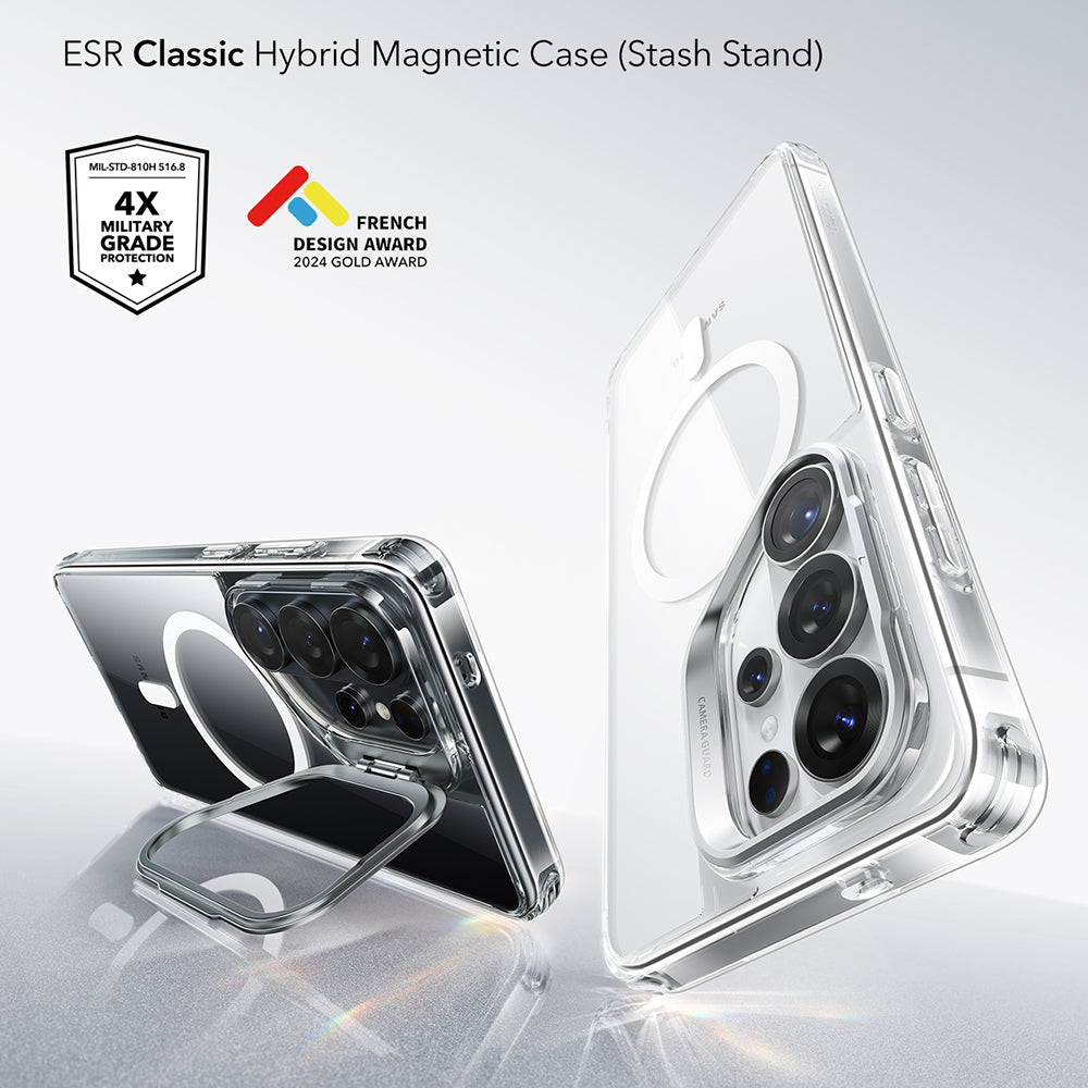 Coque MagSafe pour Samsung Galaxy S26 Ultra S948, ESR, Classic Hybrid Kickstand, Transparente