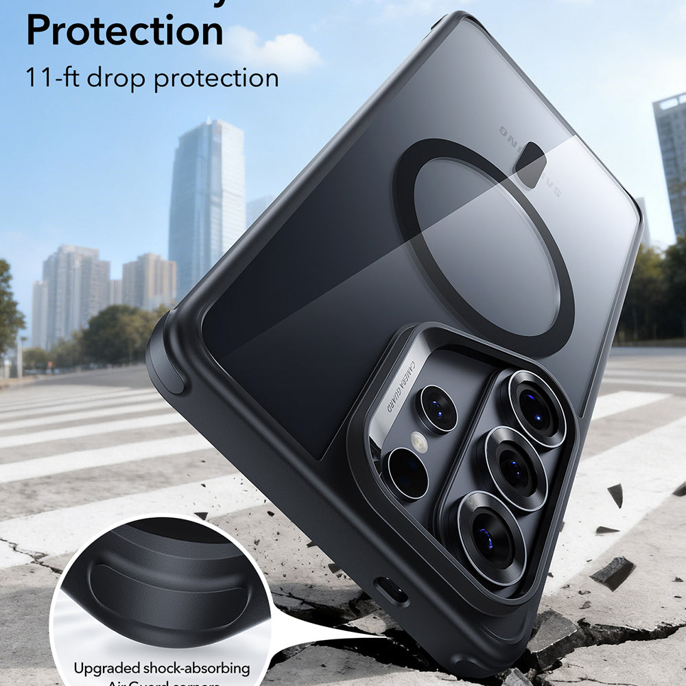 Coque MagSafe pour Samsung Galaxy S26 Ultra S948, ESR, Classic Hybrid, Noire Transparente