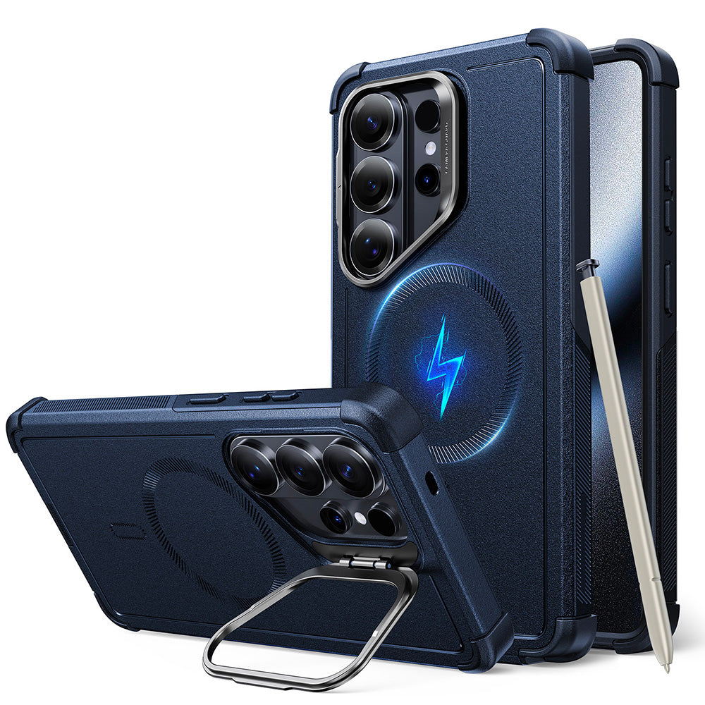 MagSafe hoes voor Samsung Galaxy S26 Ultra S948, ESR, Cyber Armor Kickstand, Blauw
