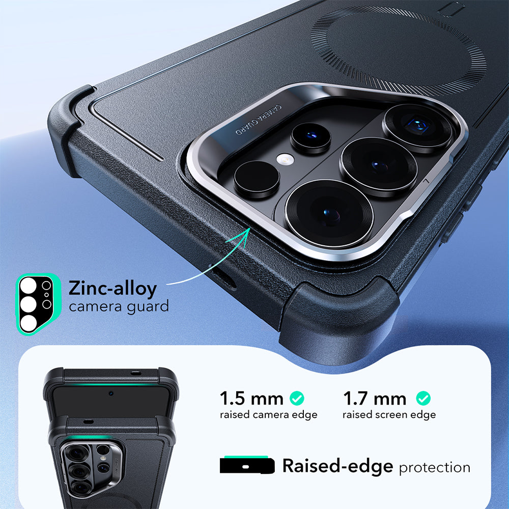 MagSafe hoes voor Samsung Galaxy S26 Ultra S948, ESR, Cyber Armor Kickstand, Blauw